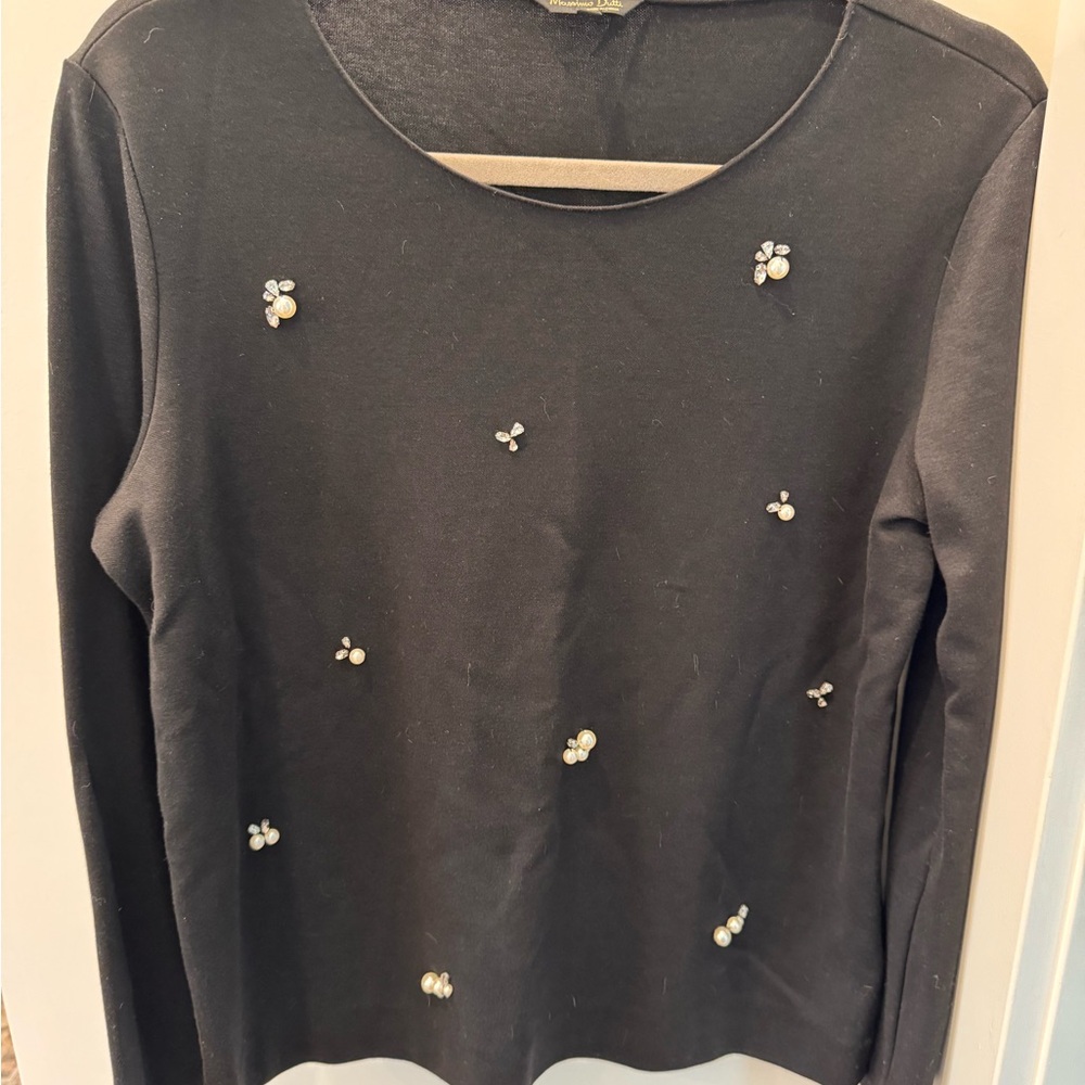 Massimo Dutti Black Long Sleeve Top